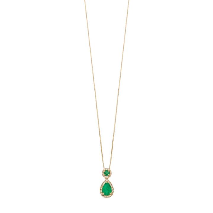10k Gold 1/6 Carat T.w. Diamond & Emerald Teardrop Pendant Necklace, Women's, Size: 18, Green