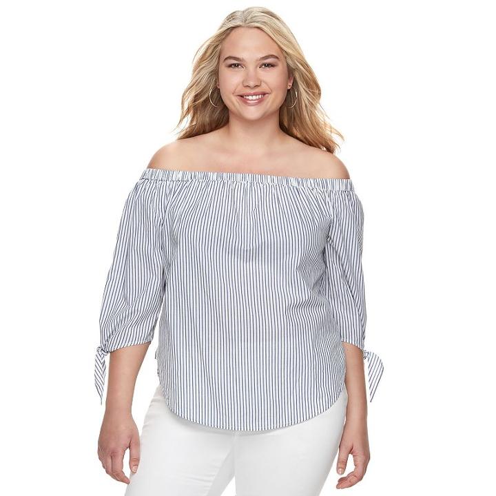 Juniors' Plus Size So&reg; Poplin Off The Shoulder Top, Girl's, Size: 1xl, Blue