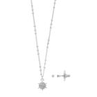 Lc Lauren Conrad Cubic Zirconia Starburst Pendant Necklace & Earring Set, Women's, Silver