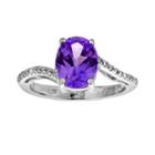 Sterling Silver Amethyst And Diamond Accent Oval Ring, Women's, Size: 5, Purple