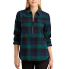 Women's Chaps Buffalo Plaid Cotton Pullover, Size: Small, Green
