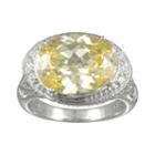 Siri Usa By Tjm Sterling Silver Canary And White Cubic Zirconia Oval Frame Ring, Women's, Size: 6, Yellow