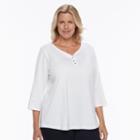 Plus Size Croft & Barrow&reg; Solid V-neck Tee, Women's, Size: 3xl, White