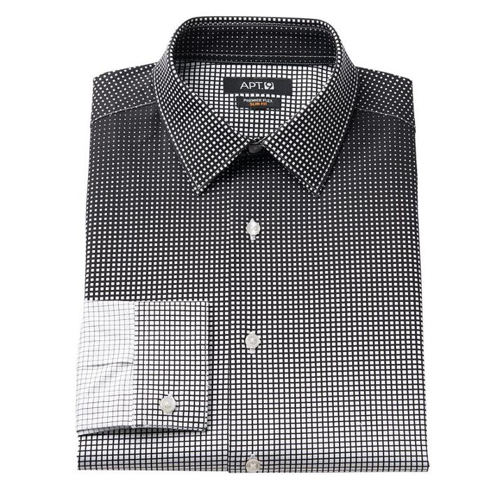 Men's Apt. 9&reg; Slim-fit Premier Flex Collar Stretch Dress Shirt, Size: 17-34/35, White