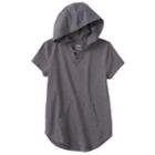 Girls Plus Size So&reg; Short Sleeve Sparkle Hooded Pullover, Size: 18 1/2, Med Grey