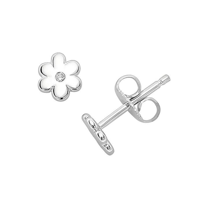 Little Diva Diamonds Sterling Silver Diamond Accent Flower Stud Earrings - Kids, Girl's, White