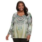 Plus Size World Unity Printed Peasant Top, Women's, Size: 1xl, Grey Other