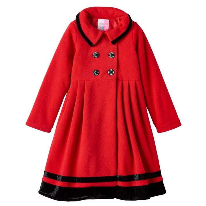 Girls 7-14 Sophie Rose Midweight Double-breasted Red Trench Coat, Girl's, Size: 7, Brt Red