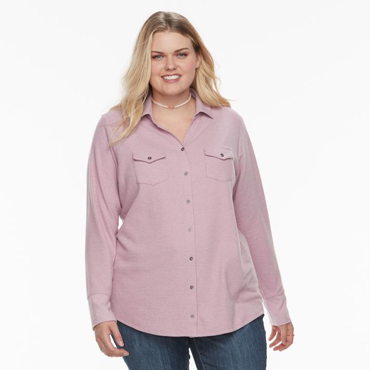 Plus Size Sonoma Goods For Life&trade; Utility Shirt, Women's, Size: 0x, Med Pink