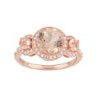 14k Rose Gold Over Silver Simulated Morganite & Cubic Zirconia 3-stone Ring, Women's, Size: 6, Pink