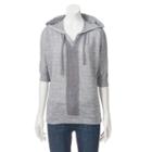 Women's French Laundry Hooded Marled Crochet Top, Size: Medium, Light Grey