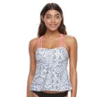 Mix And Match Tie-dye Apron-back Tankini Top, Girl's, Size: Xl, Light Grey