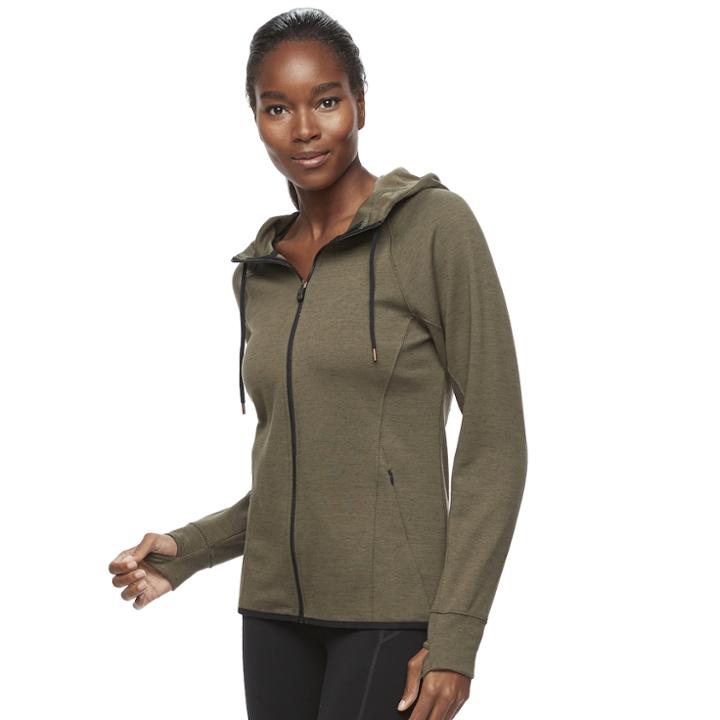 Women's Tek Gear&reg; Fleece Raglan Hoodie, Size: Large, Dark Green