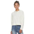 Juniors' So&reg; Velour Crop Hoodie, Teens, Size: Small, White