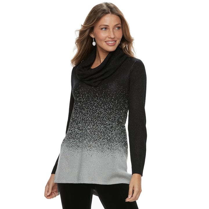 Women's Apt. 9® Ombre Removeable Cowlneck Sweater, Size: Xl, Black