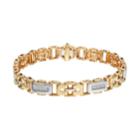 Men's Two Tone 10k Gold 1/4 Carat T.w. Diamond Rectangle Link Bracelet, White