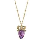 1928 Bow & Purple Teardrop Pendant Necklace, Women's, Size: 16