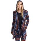 Women's Cuddl Duds Fleece Hooded Wrap Cardigan, Size: S-m, Multi Stripe