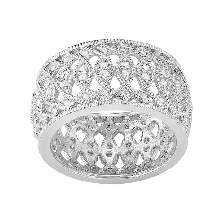 Journee Collection Sterling Silver Cubic Zirconia Marquise Ring, Women's, Size: 6, White