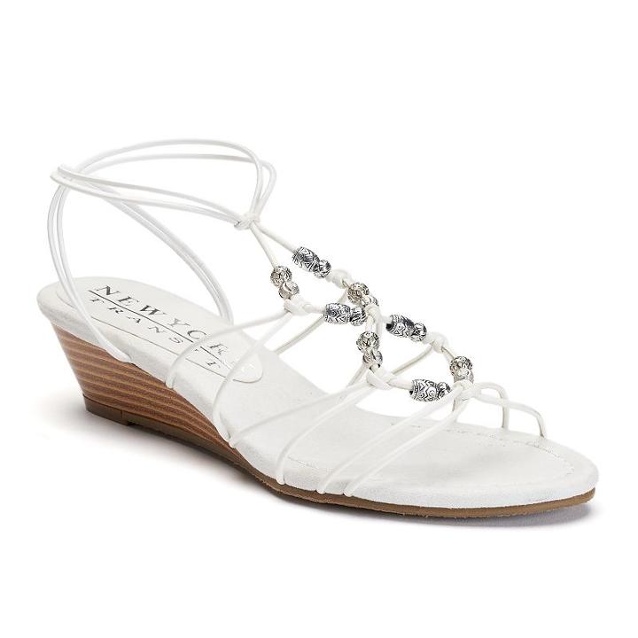 New York Transit Advanced More Women's Wedge Sandals, Size: Medium (9.5), White