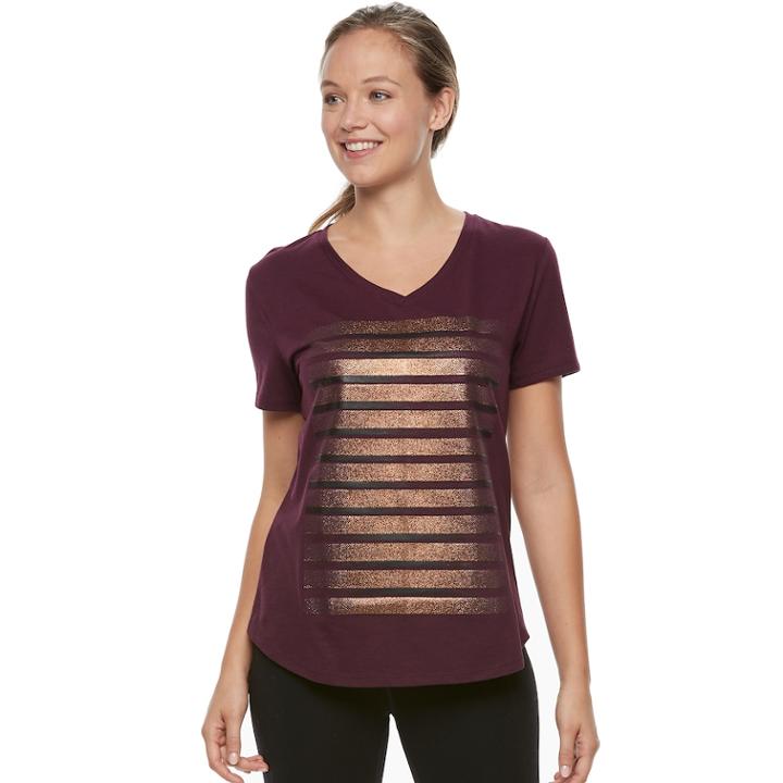 Women's Tek Gear&reg; Dry Tek V-neck Tee, Size: Large, Drk Purple