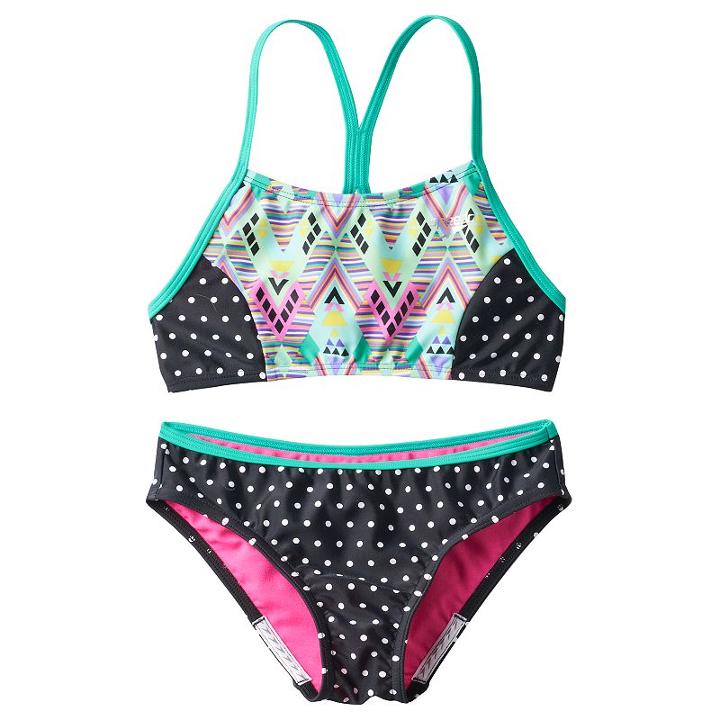 Girls 7-16 Speedo Diamond Geometric Splice Bikini Swimsuit Set, Girl's, Size: 7, Ovrfl Oth