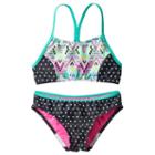 Girls 7-16 Speedo Diamond Geometric Splice Bikini Swimsuit Set, Girl's, Size: 7, Ovrfl Oth