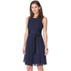 Petite Chaps Georgette Fit & Flare Dress, Women's, Size: 10 Petite, Blue (navy)
