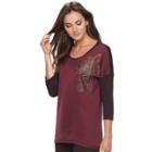 Women's Apt. 9&reg; Embellished Scoopneck Tee, Size: Xxl, Red