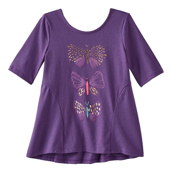 Girls 4-10 Jumping Beans&reg; Pieced High-low Graphic Tunic, Size: 10, Med Purple