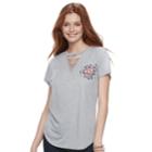 Juniors' Awake Need My Space Cutout Tee, Teens, Size: Xl, Med Grey
