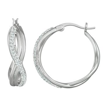 Chrystina Crystal Infinity Hoop Earrings, Women's, White