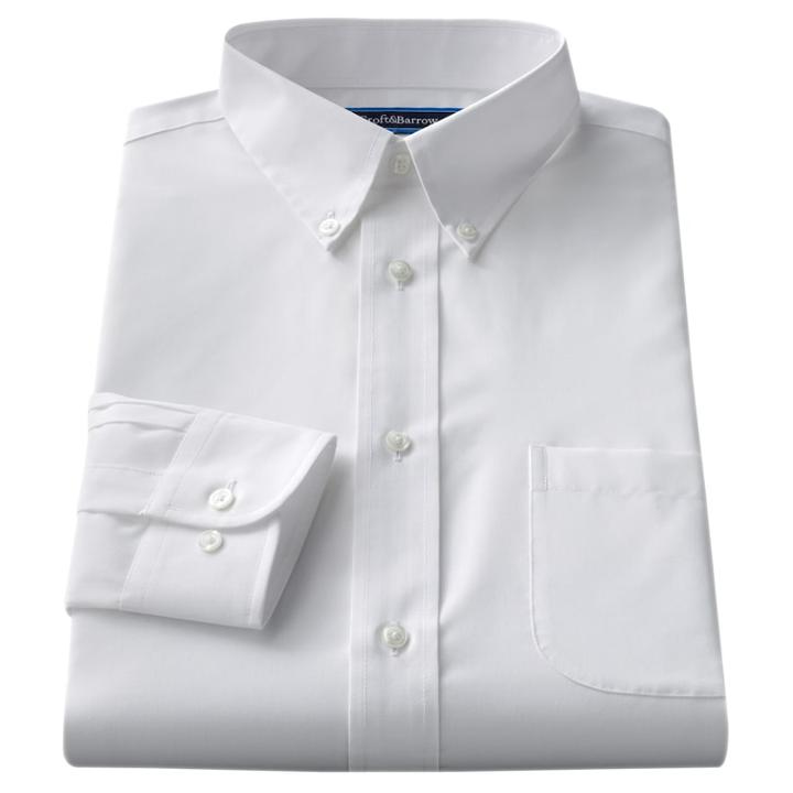Men's Croft & Barrow&reg; Fitted Solid Easy Care Button-down Collar Dress Shirt, Size: 17-32/33, White