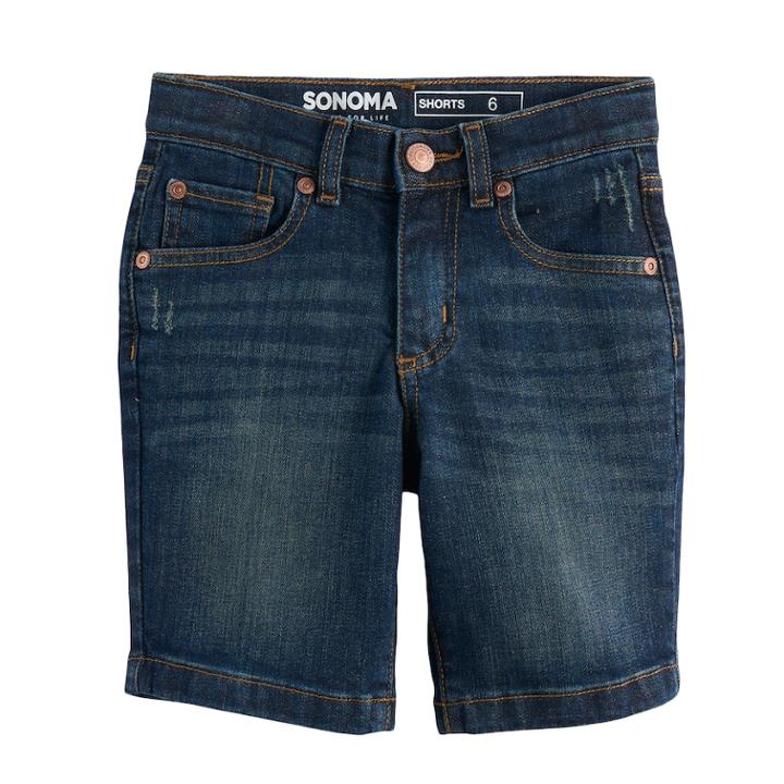 Boys 4-7x Sonoma Goods For Life&trade; Dark Wash Denim Shorts, Size: 5, Dark Blue