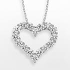 Diamonore Sterling Silver 2-ct. T.w. Simulated Diamond Heart Pendant, Women's, Size: 16, White