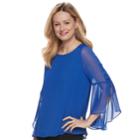 Women's Apt. 9&reg; Chiffon Lace-up Top, Size: Large, Blue