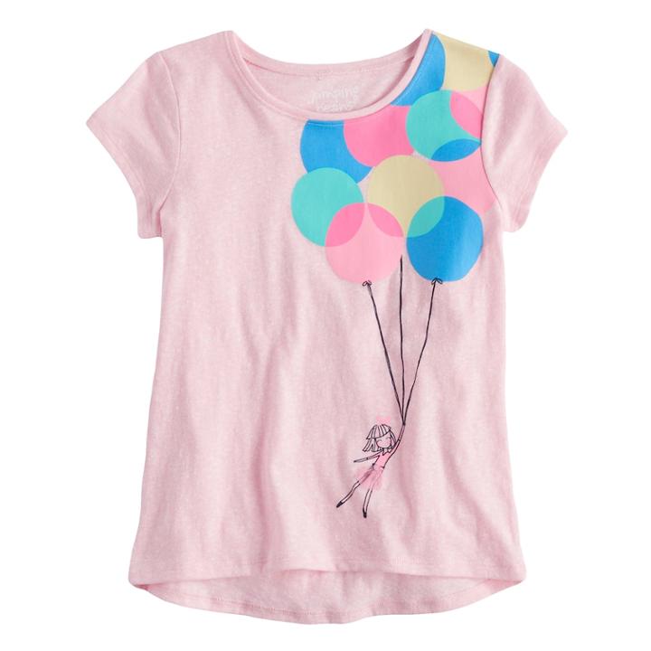 Girls 4-10 Jumping Beans&reg; Hi Low Graphic Tee, Size: 5, Brt Pink