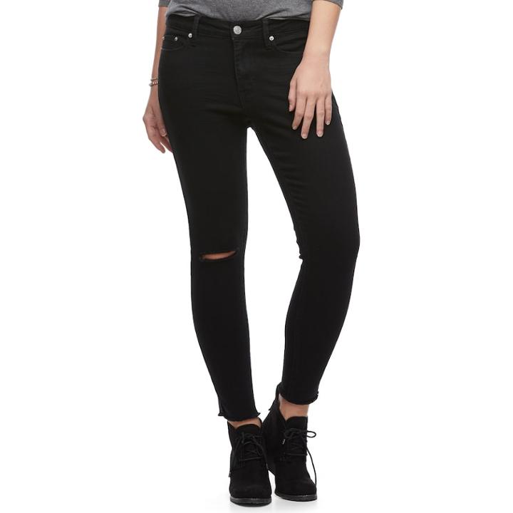 Juniors' Mudd&reg; Destructed Skinny Ankle Jeans, Teens, Size: 17, Black