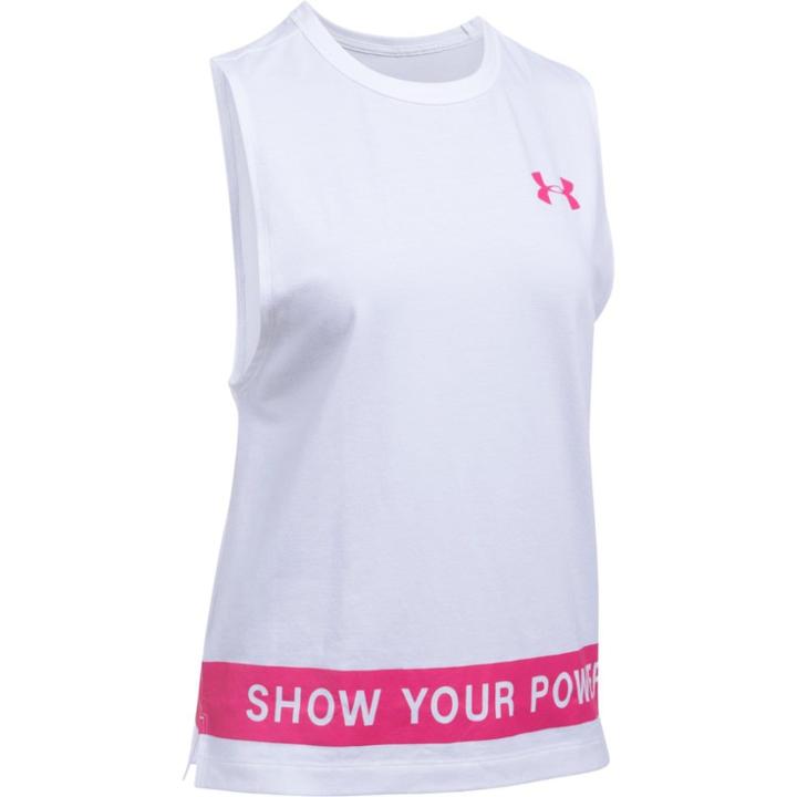 Women's Under Armour Power In Pink Show Your Power Graphic Tank, Size: Large, White