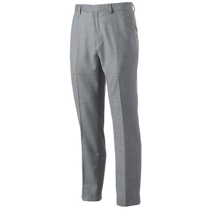 Men's Apt. 9 Slim-fit Sharkskin Stretch Dress Pants, Size: 34x32, Light Grey