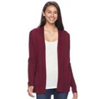 Juniors' So&reg; Drop Shoulder Rib Sleeve Cardigan, Teens, Size: Medium, Dark Pink