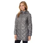 Women's Heat Keep Hooded Trench Puffer Jacket, Size: Medium, Light Grey