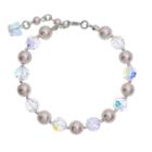 Crystal Avenue Silver-plated Simulated Pearl And Crystal Bracelet - Made With Swarovski Crystals, Women's, Multicolor