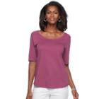 Women's Croft & Barrow&reg; Essential Scoopneck Tee, Size: Medium, Med Purple
