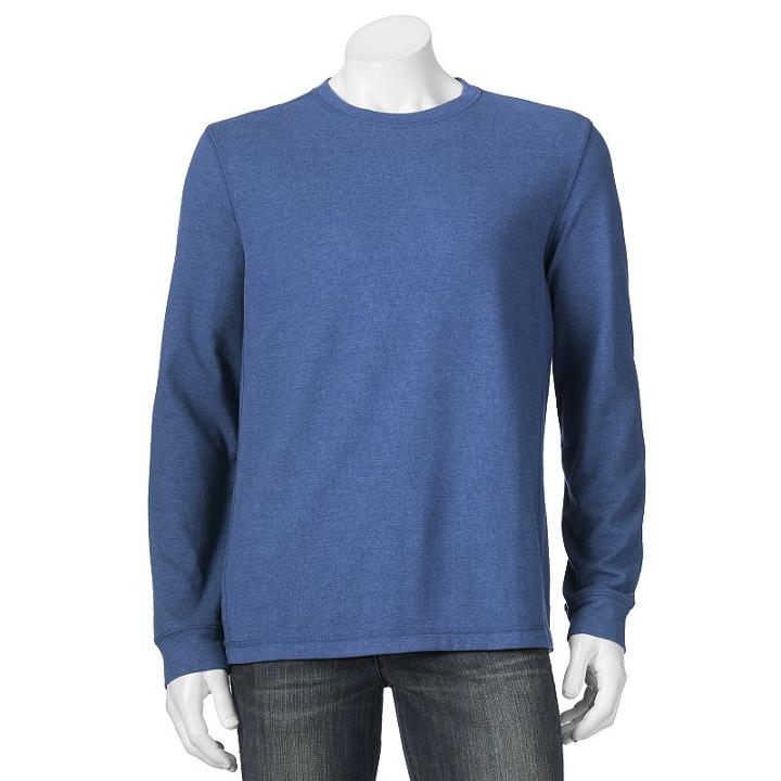 Men's Croft & Barrow&reg; Easy-care Fleece Crewneck Sweatshirt, Size: Small, Dark Blue
