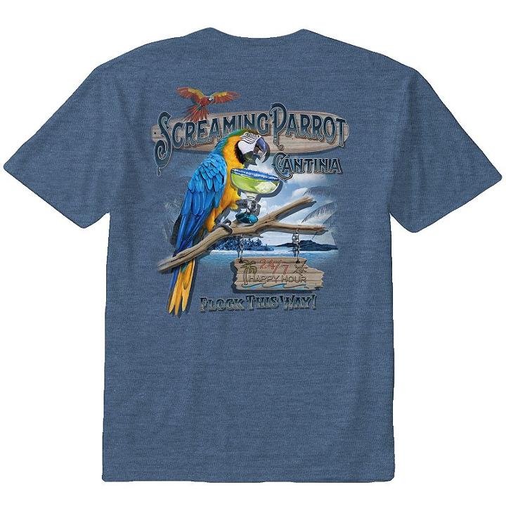 Men's Newport Blue Screaming Parrot Cantina Tee, Size: Medium, Blue Other