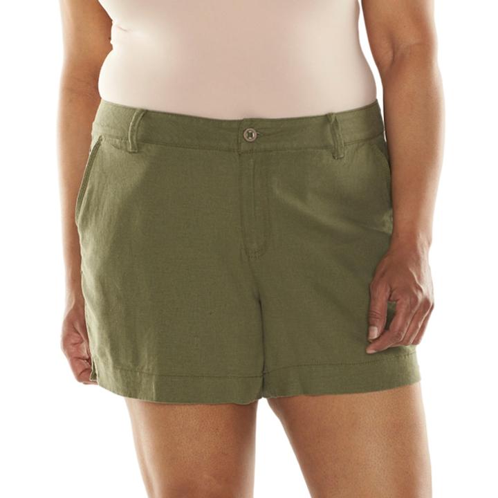 Plus Size Sonoma Goods For Life&trade; Linen-blend Shorts, Women's, Size: 18 W, Med Green