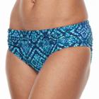 Women's Beach Scene Ruched Bikini Bottoms, Size: 14, Blue