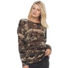 Women's Rock & Republic&reg; Textured Camo Crewneck Sweater, Size: Xs, Dark Green