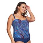Plus Size Mazu Swim D-cup Paisley Blouson Tankini Top, Women's, Size: 18 W, Blue (navy)